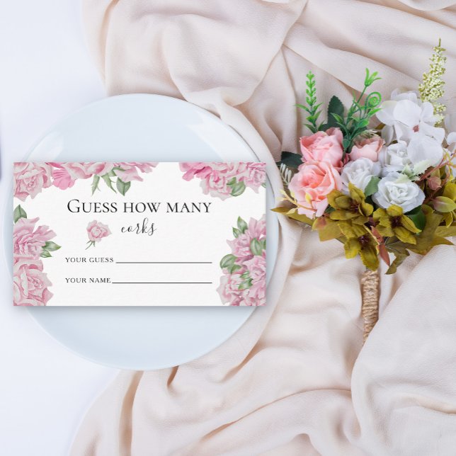 Carte D'accompagnement Roses florales - devinez combien de bouchons jeu d (Créateur téléchargé)