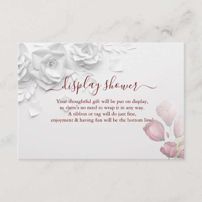 Carte D'accompagnement Roses floraux Afficher Wedding shower nuptial (Devant)