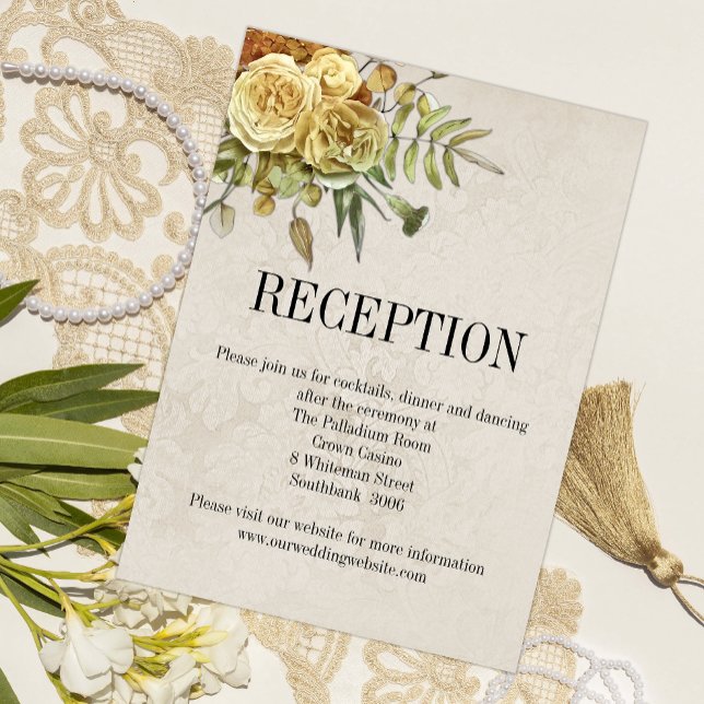 Carte D'accompagnement Roses Jaunes Boho Chic Mariage Réception (Créateur téléchargé)