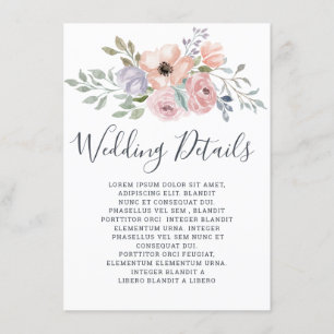 Carte D'accompagnement Roses roses rose pâle Midsummer Détails du Mariage