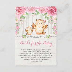 Carte D'accompagnement Roses roses roses Baby Girl Owl Apporter un livre 