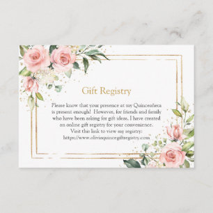 Carte D'accompagnement Roses roses roses rose moderne or tiara eucalyptus