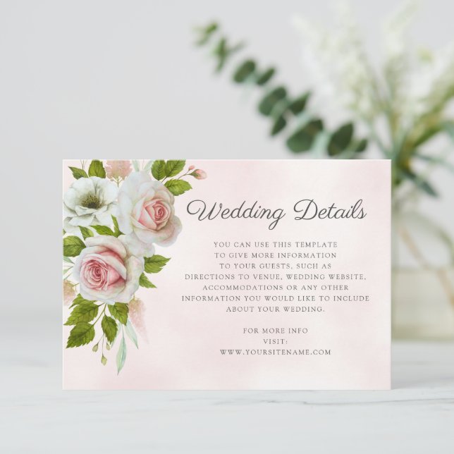 Carte D'accompagnement Roses roses roses roses roses romantiques Détails  (Debout devant)