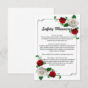 Carte D'accompagnement Roses rouges et blanches Noël Mariage Mesure de sé