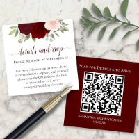 Roses rouges et roses Détails du Mariage & RSVP QR