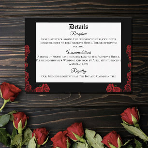 Carte D'accompagnement Roses rouges Noir gothique