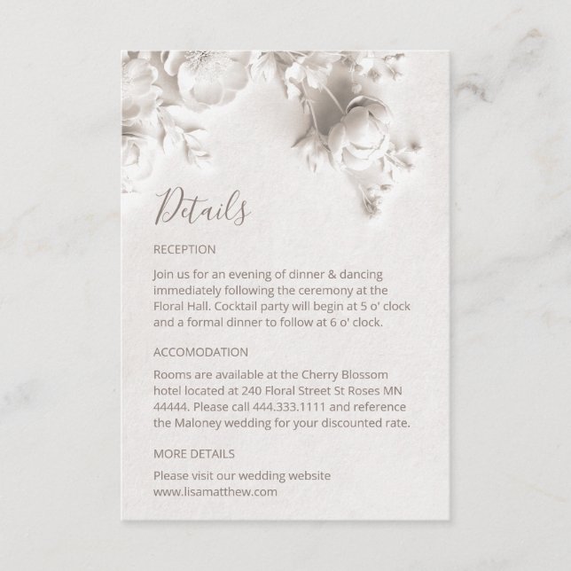 Carte D'accompagnement Roses sauvages 3D blanches (Devant)
