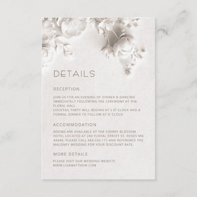 Carte D'accompagnement Roses sauvages 3D blanches (Devant)