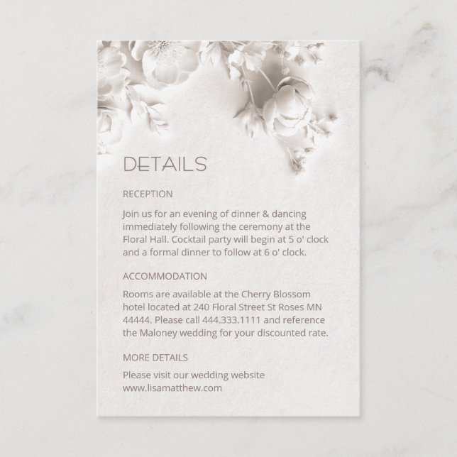 Carte D'accompagnement Roses sauvages 3D blanches (Devant)