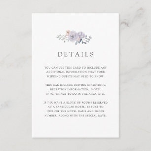 Carte D'accompagnement Roses subtils d'aquarelle   Détails de l'invité bl