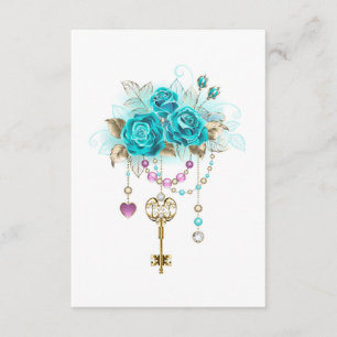 Carte D'accompagnement Roses turquoise avec touches