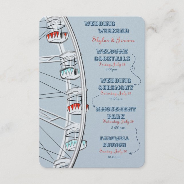 Carte D'accompagnement Roue de Ferris illustrée pour le week-end de maria (Devant)