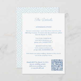Carte D'accompagnement Rouge Blanc Bleu Mariage Crest QR Détails du code