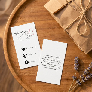 Carte D'accompagnement Rouge et blanc fait de coeur d'amour, liens sociau