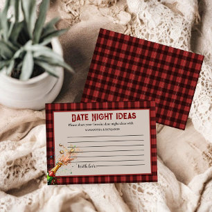 Carte D'accompagnement Rouge et noir plaid Date Night Ideas Fête des mari