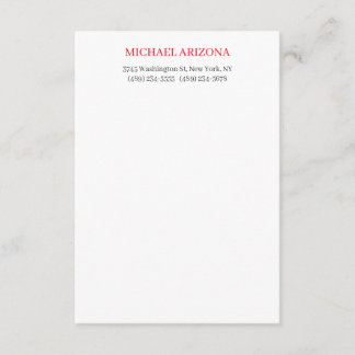 Carte D'accompagnement Rouge Noir & Blanc Minimaliste Simple Moderne