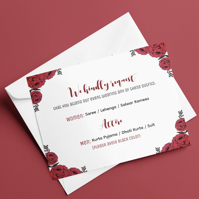 Carte D'accompagnement Rouge Rose Floral thème Mariage (attire customizable card that matches your floral wedding theme)