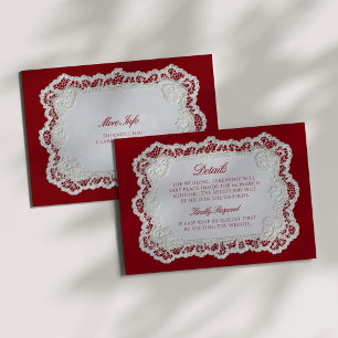 Carte D'accompagnement Rouge Rouge Ancien Argent Dentelle Détails De Mari