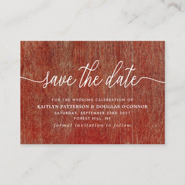 Carte D'accompagnement Rouge Textile Enregistrer La Date (Devant)