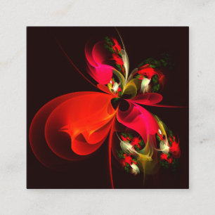 Carte D'accompagnement Rouge Vert Floral Moderne Art Abstrait Motif #02