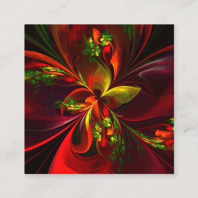 Carte D'accompagnement Rouge vert moderne Floral Abstrait Art Motif #05 (Devant)