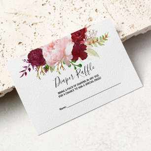 Carte D'accompagnement Rouges Tropical et Romantic Diaper Raffle