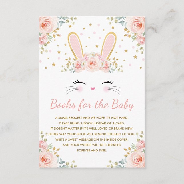 Carte D'accompagnement Rougissent les livres floraux roses de lapin pour (Devant)