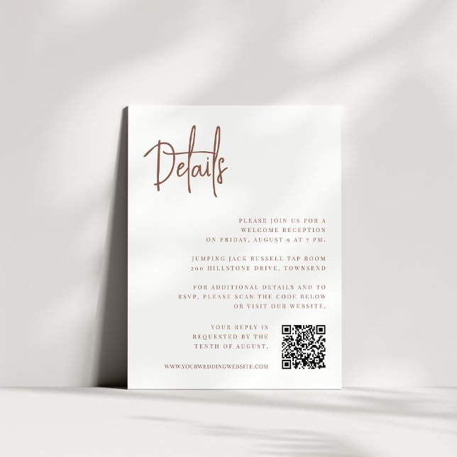Carte D'accompagnement Rouille | Détails du Mariage tout-en-un de script  (Créateur téléchargé)