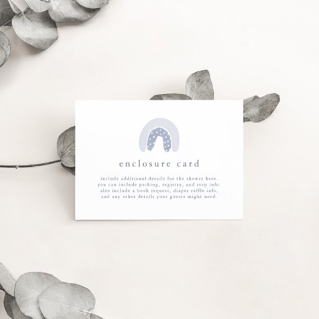 Carte D'accompagnement ROWAN Spring Boho bleu Boho Baby shower arc-en-cie (ROWAN Spring Boy Blue Boho Rainbow Baby Shower Enclosure Card)