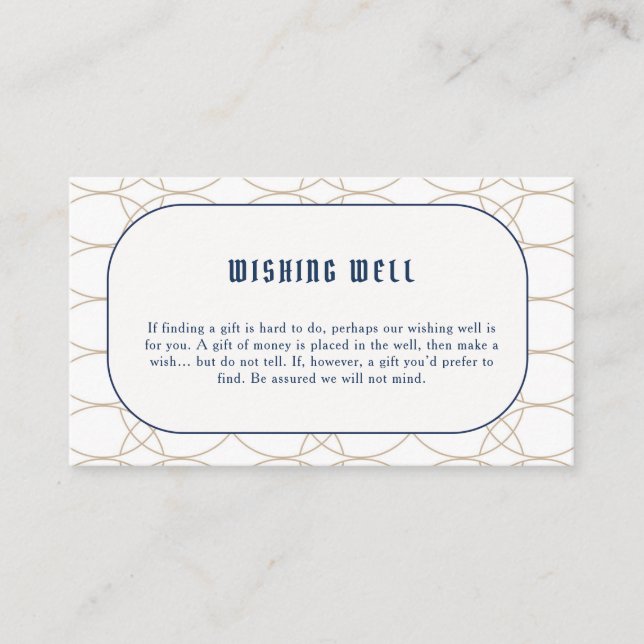 Carte D'accompagnement Royal Blue Classic Retro Wishing Well (Devant)