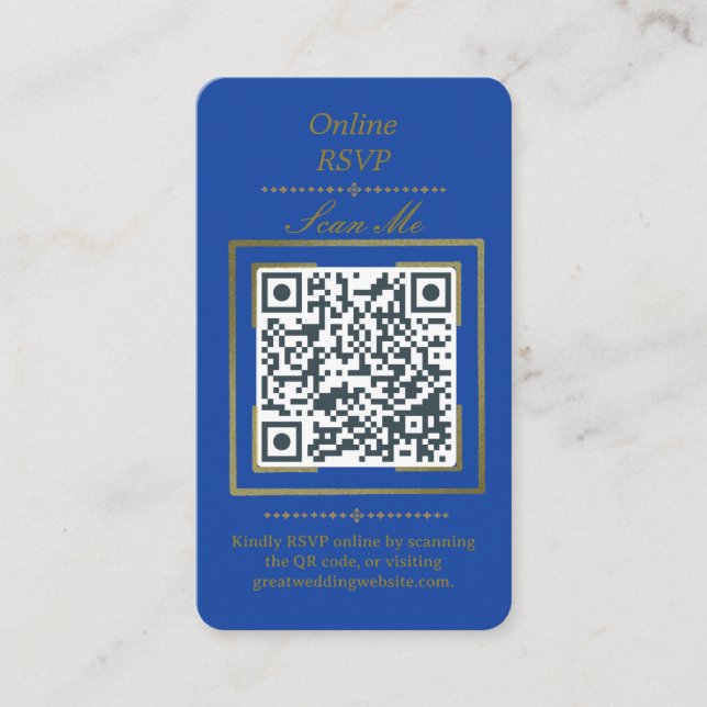 Carte D'accompagnement Royal Blue | Code QR de réponse en ligne par photo (Devant)