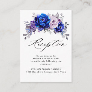 Carte D'accompagnement Royal Blue Lilac Purple Floral Mariage Réception E