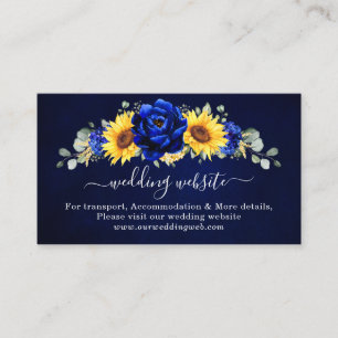 Carte D'accompagnement Royal Blue Rustic Sunflower Site Mariage moderne