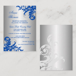 Carte D'accompagnement Royal Blue Silver Flourish Détails sur le Mariage