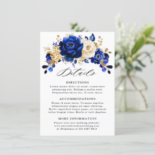 Carte D'accompagnement Royal Blue Yellow Gold Floral Détails du Mariage
