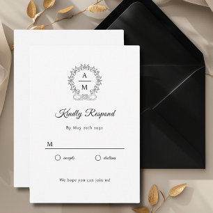 Carte D'accompagnement Royal, Élégant, Mariage RSVP