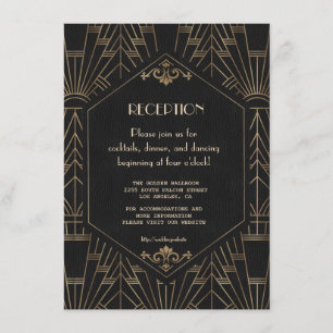 Carte D'accompagnement Royal Gold Black Great Gatsby Réception de mariage