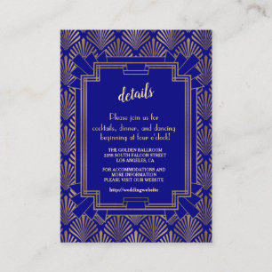 Carte D'accompagnement Royal Navy Blue Gold Great Gatsby Art Déco Mariage