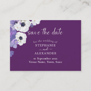 Carte D'accompagnement Royal Purple Floral Enregistrer la date