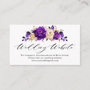 Carte D'accompagnement Royal violet violet or Mariage Floral