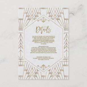 Carte D'accompagnement Royal White Gold Great Gatsby Mariage