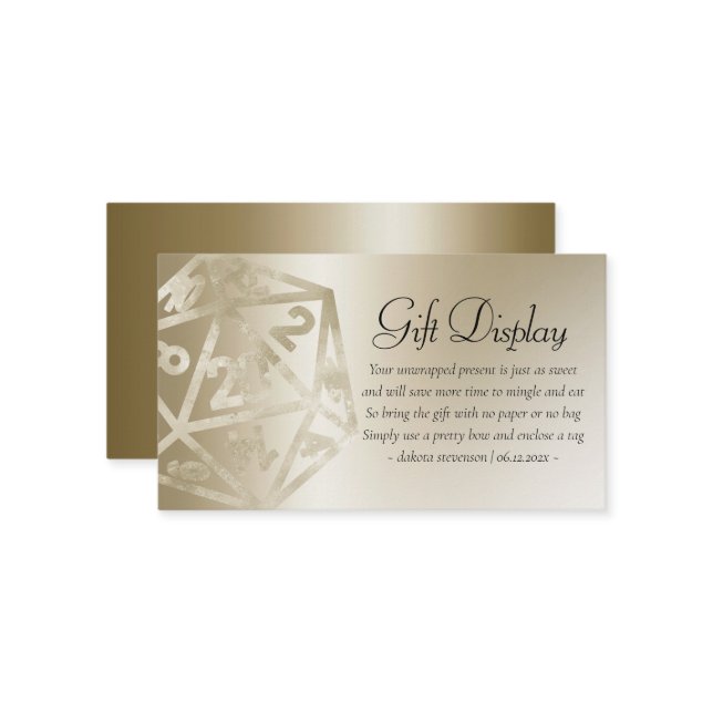 Carte D'accompagnement RPG Luxe | Écran cadeau de jetons Gold Tabletop (Devant/Arrière en situation)