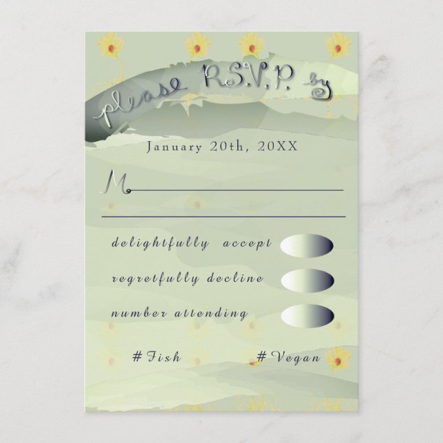 Carte D'accompagnement RSVP Daisy et boîtier gris (Devant)