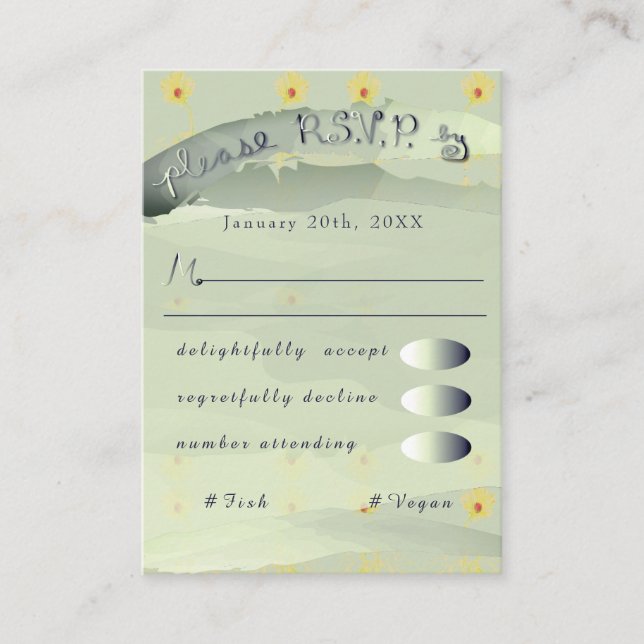 Carte D'accompagnement RSVP Daisy et boîtier gris (Devant)