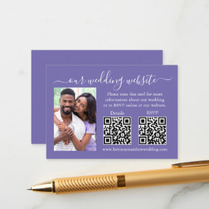 Carte D'accompagnement RSVP de mariage Détails Photo 2 QR Périwinkle