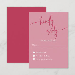 Carte D'accompagnement RSVP de mariage rose magenta minimaliste moderne