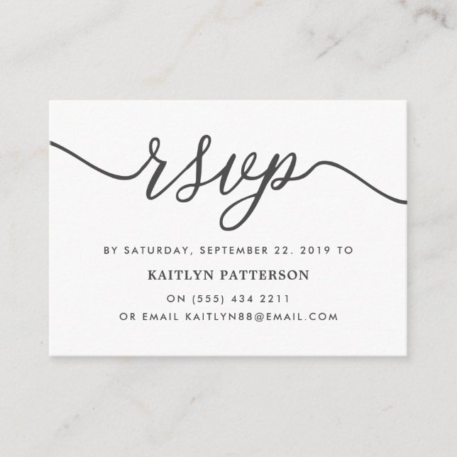 Carte D'accompagnement RSVP de script simple (Devant)