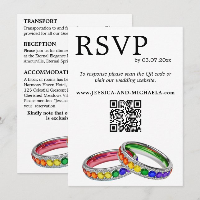Carte D'accompagnement 🌈 RSVP+Détails  LGBTQ Entrelacés dans la Fierté (Devant / Derrière)
