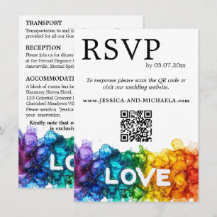 Carte D'accompagnement 🌈 RSVP+Détails LGBTQ Peint Avec Amour