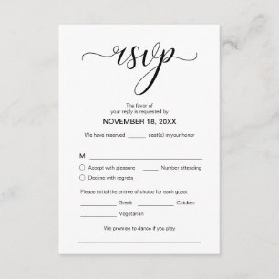 Carte D'accompagnement RSVP élégant moderne, Police noire, Répondre